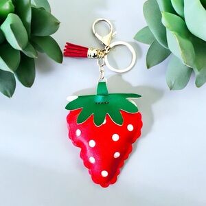 Strawberry Keychain with Red and‎ Green Accents